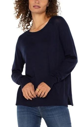 Long Sleeve Raglan Sweater W/Side Slit