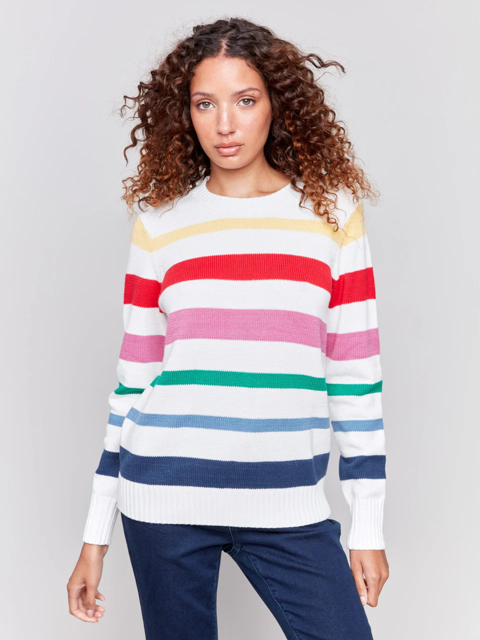 Long Sleeve Striped Sweater Knit