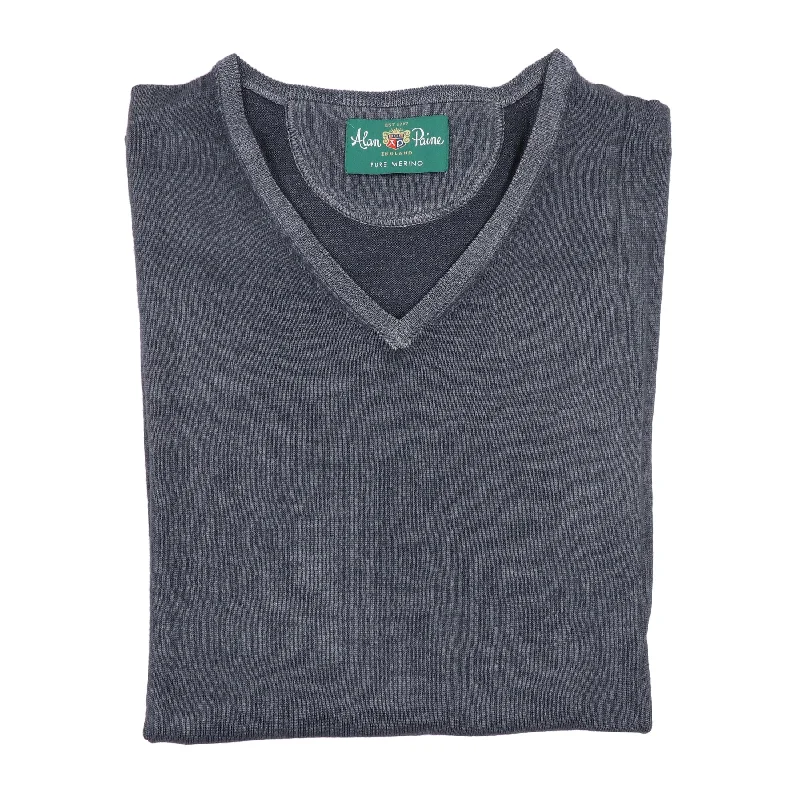 Oldstead Faded Dye V-Neck Sweater in Lead