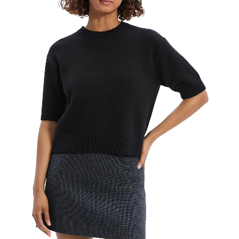 Womens Cashmere Ribbed Trim Crop SweaterCroptopfinish