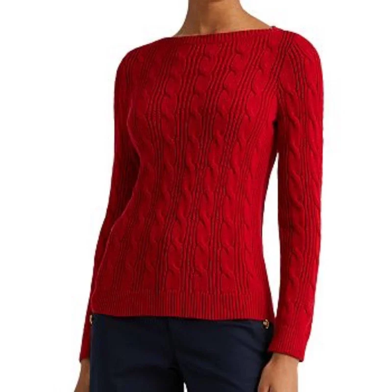 Lauren Ralph Lauren Rich Red Cableknit Sweater, Long Sleeve