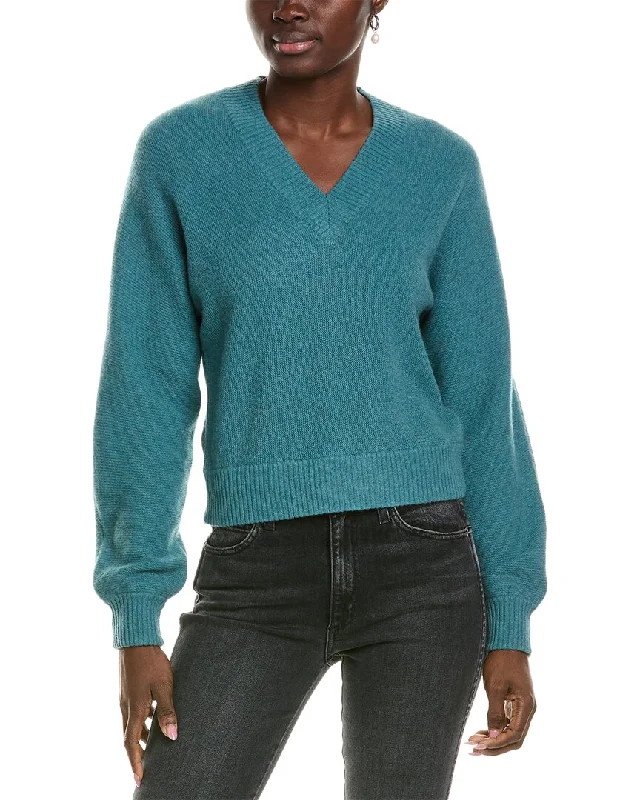 27 Miles Malibu womens  V-Neck Cashmere Sweater, xs, Green