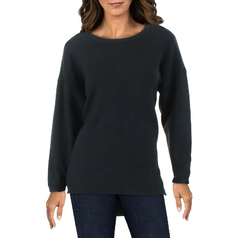 CrewneckcloudBeulah Womens Juniors Ribbed High Low Crewneck Sweater