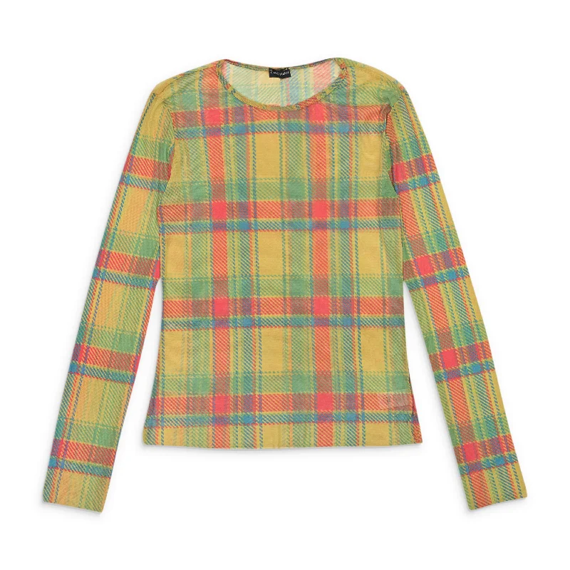 CALLIPYGIAN PLAID LONG SLEEVE MESH CREWNECK MULTICOLOR SWEATER