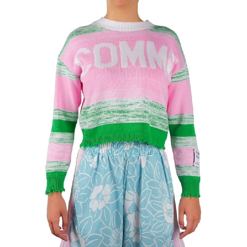 CrewneckplatformComme Des Fuckdown Pink Viscose Blend Crewneck Statement Sweater