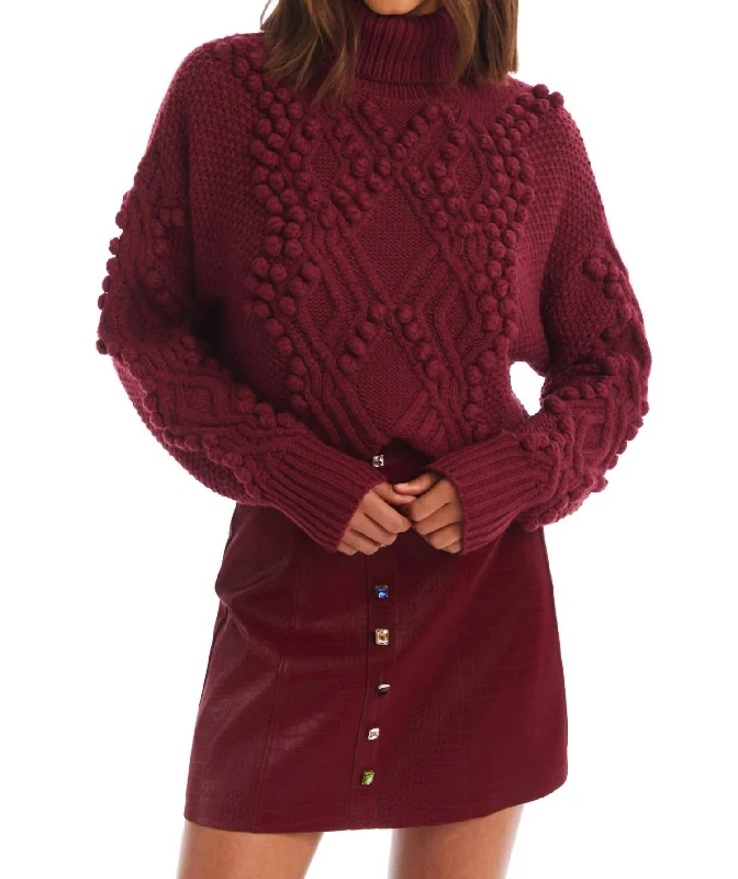 Daphne Turtleneck Sweater In Merlot