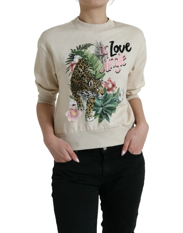 CrewneckdataDolce & Gabbana Elegant Jungle Print Crewneck Sweater