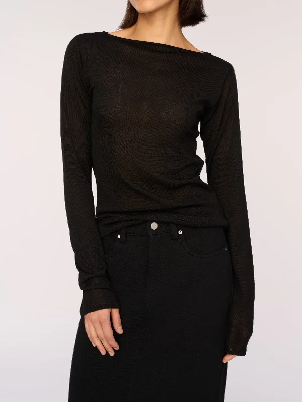 Long Sleeve Boat Neck | Black