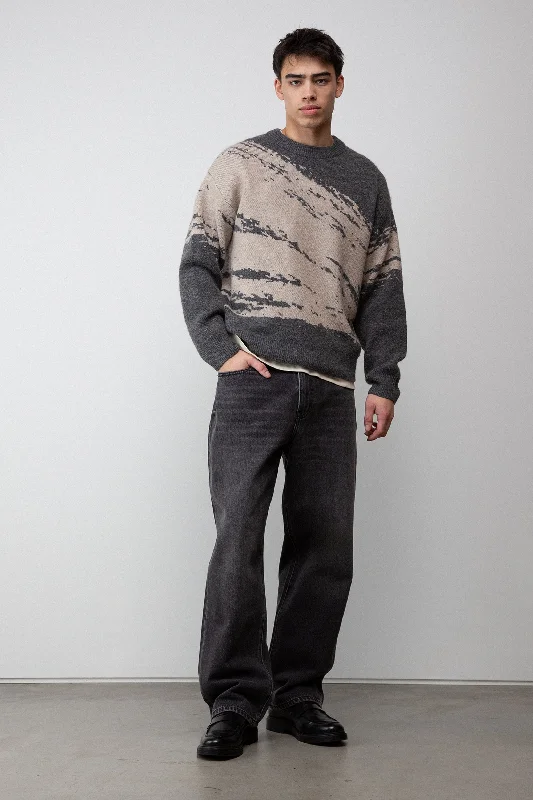 CrewneckvirtualPAINT BRUSH EFFECT CREWNECK SWEATER