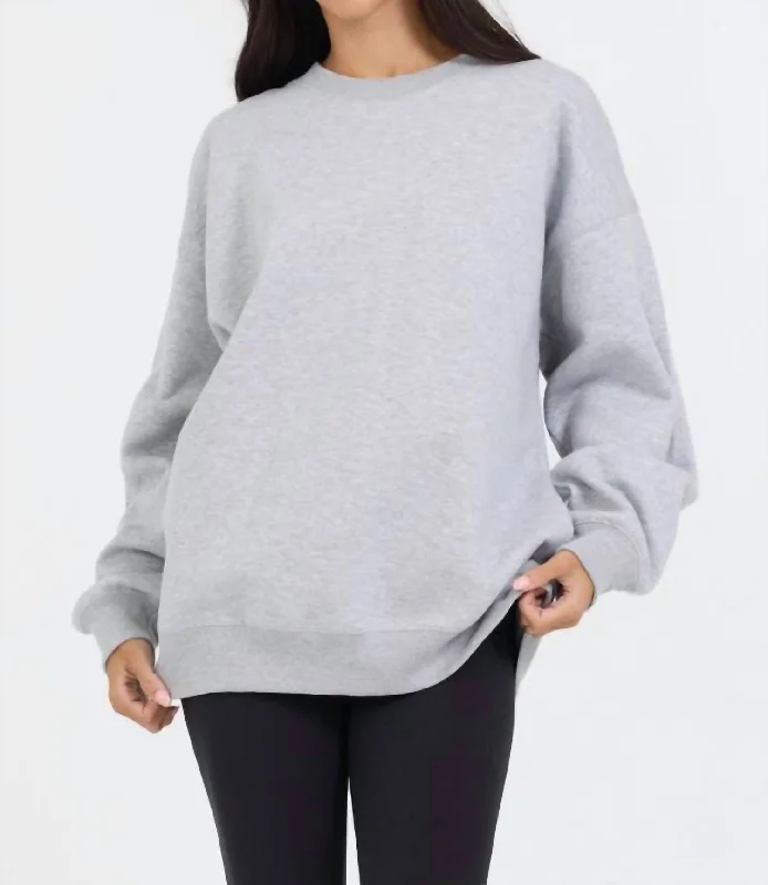 CrewneckaumentedProweave Crewneck Top In Heather Grey