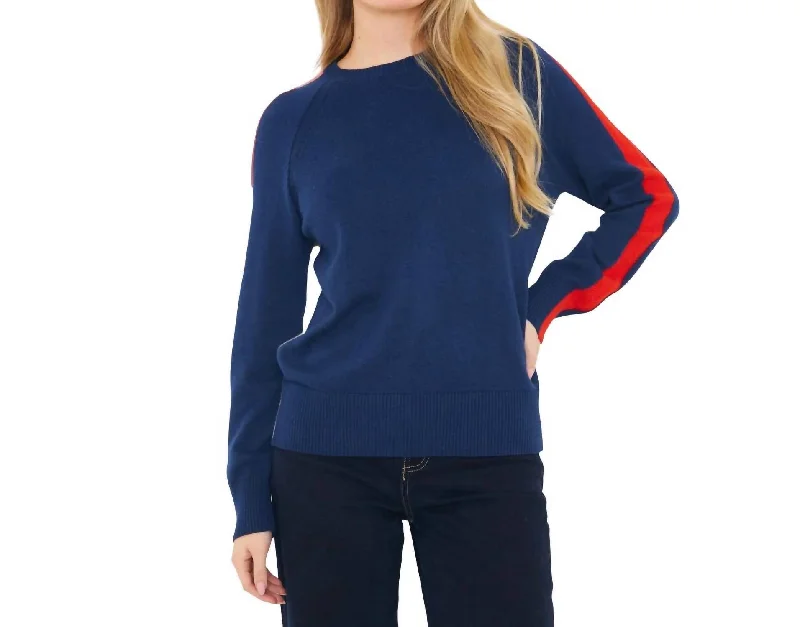 CrewneckanalyticsStripe Up Crewneck Sweater In Hello Sailor/ice Water Pomodori