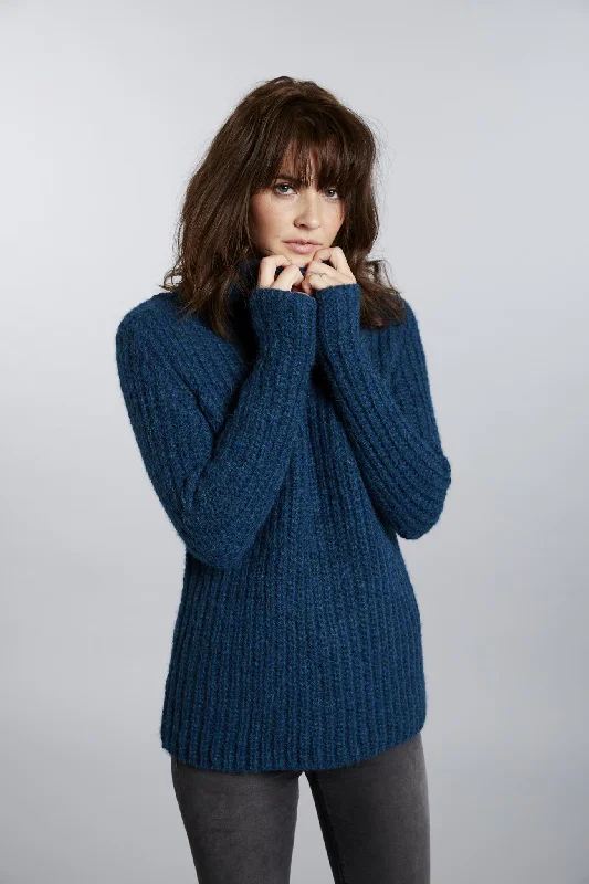 Brushed Baby Alpaca Turtleneck Sweater for Women