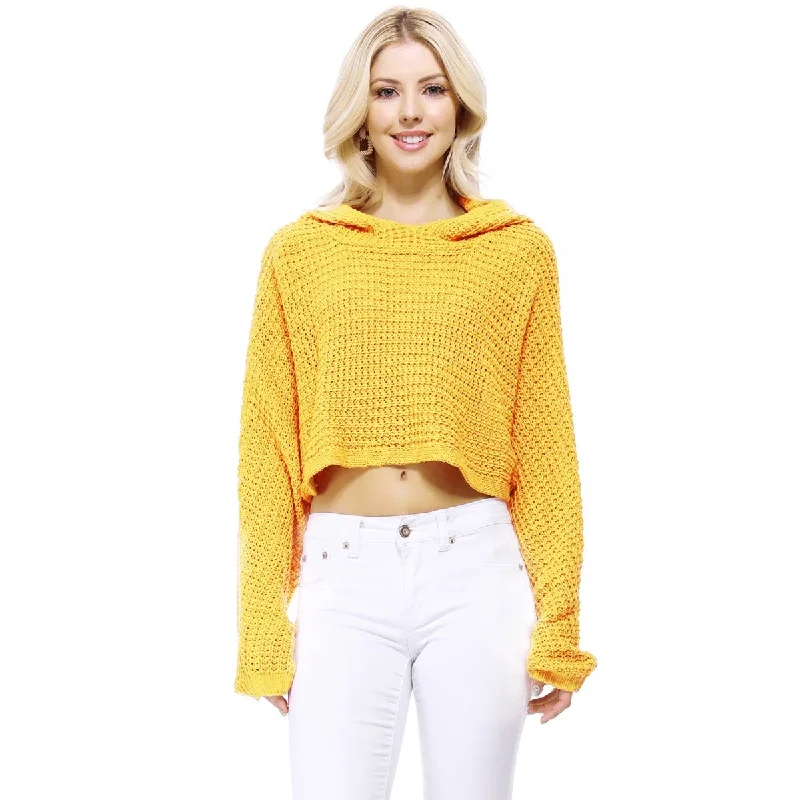 Bat Wing Sleeve Crop Waffle Knit Hoodie Top KC007 (S/M-M/L)Croptopenthusiast