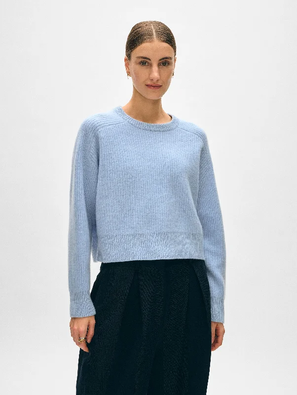 CrewneckcustomCashmere Ribbed Saddle Sleeve Crewneck