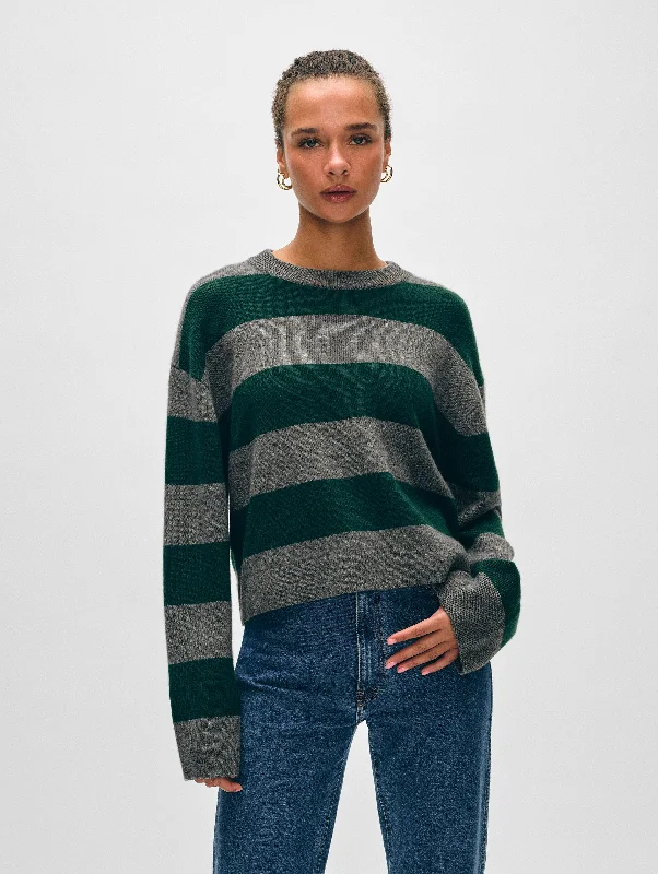 CrewneckwoolCashmere Striped Crewneck