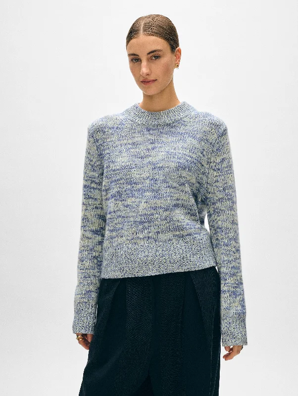 CrewneckstripesCashmere Wide Rib Trim Crewneck