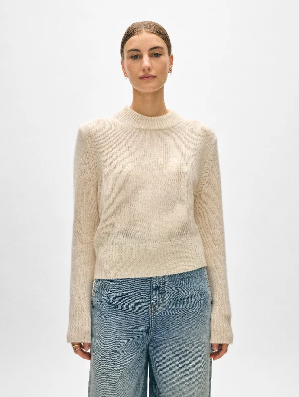 CrewneckpatternCashmere Wide Rib Trim Crewneck