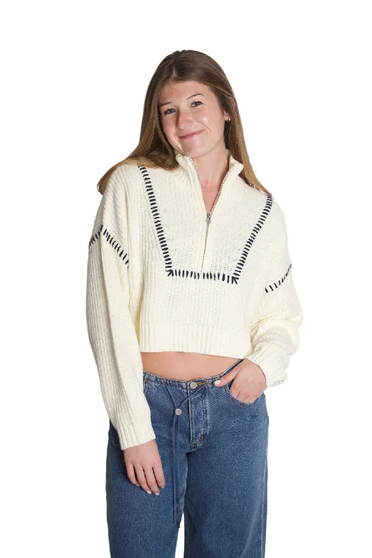 Crop Hampton Sweater in Ivory & NavyCroptopcollector