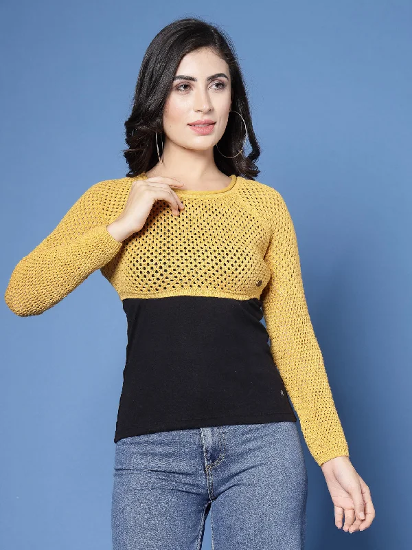 Crop Sweater with Open KnitCroptopstartup