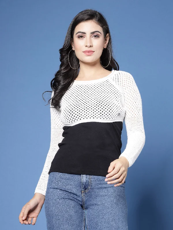 Crop Sweater with Open KnitCroptopAI