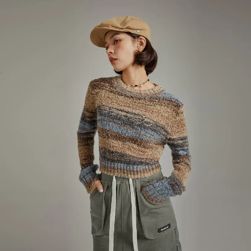 Striped Crop Knit SweaterCroptopaumented