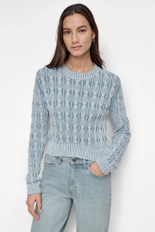 LONG SLEEVE CABLE CREW NECK TOP