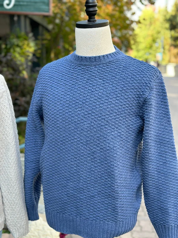 CrewneckdyeIrish - Textured Crewneck Sweater - Denim