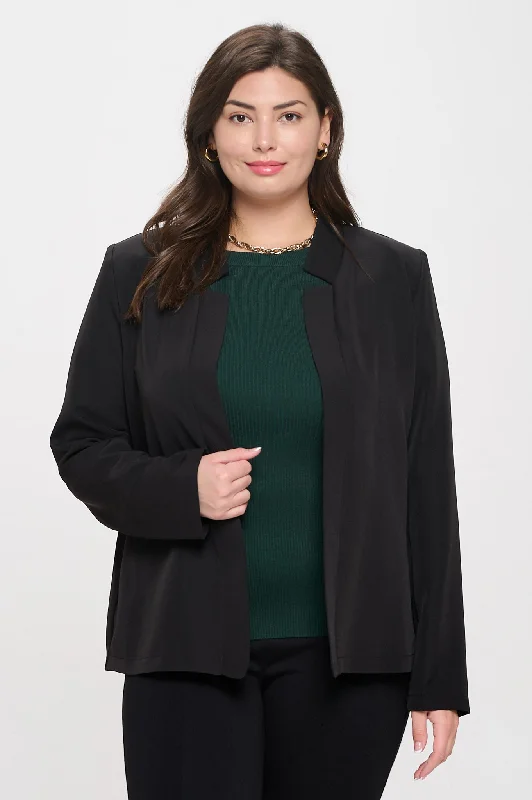 PLUS NOTCH COLLAR LONG SLEEVE BLAZER