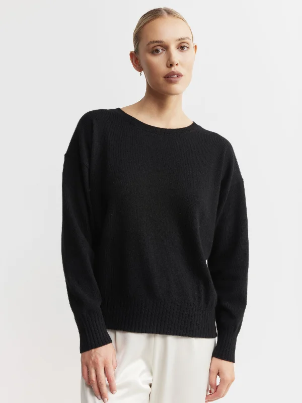 CrewneckcollarEssential Cashmere Relaxed Crewneck - Black