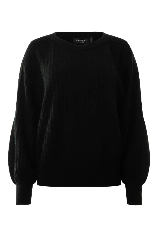 CrewneckenthusiastRepeat Cashmere Crewneck with Blouson Sleeves in Black