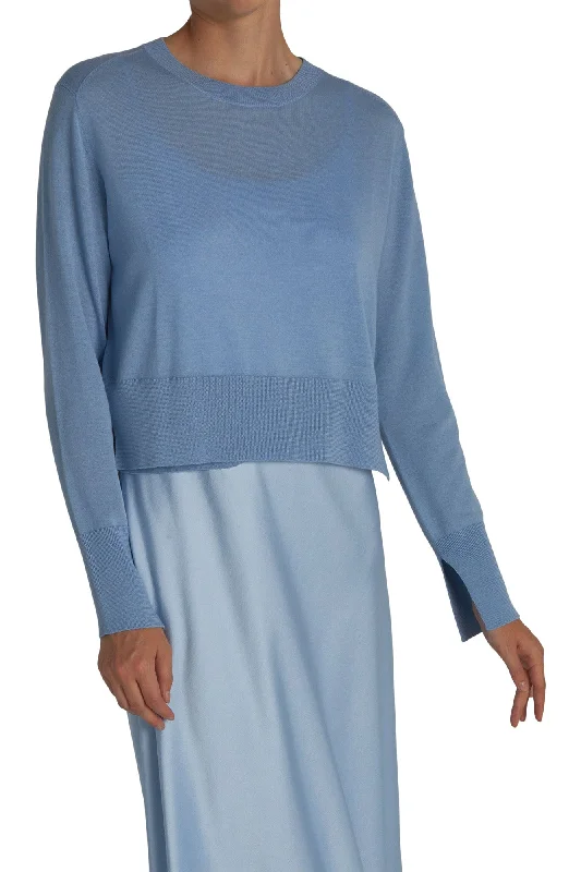 CrewneckcraftSaint Art Elodie Layered Crewneck Knit in Baby Blue