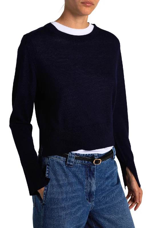 CrewneckheritageSaint Art Elodie Layered Crewneck Sweater in Navy