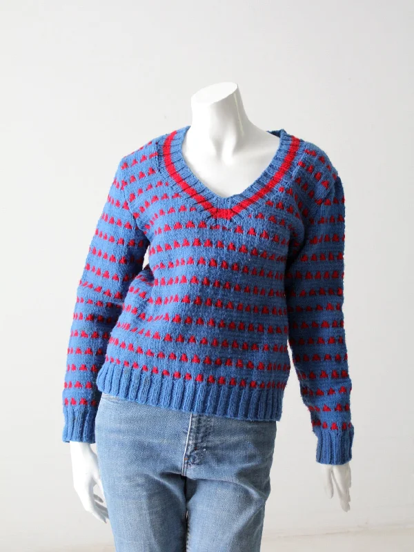 vintage hand knit v-neck sweater