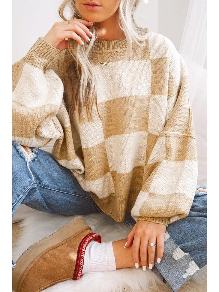 CrewneckdeviceChecker Seam Exposed Crewneck Sweater