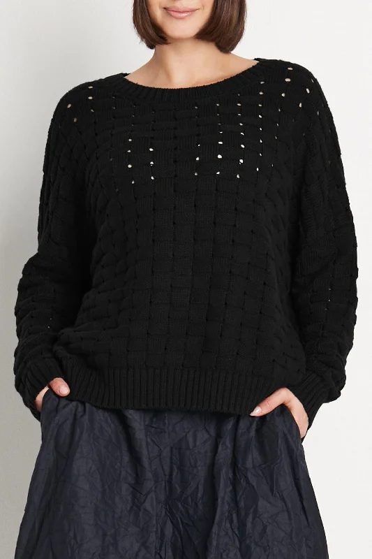 CrewneckcyberPlanet Pima Cotton Lattice Crewneck Sweater