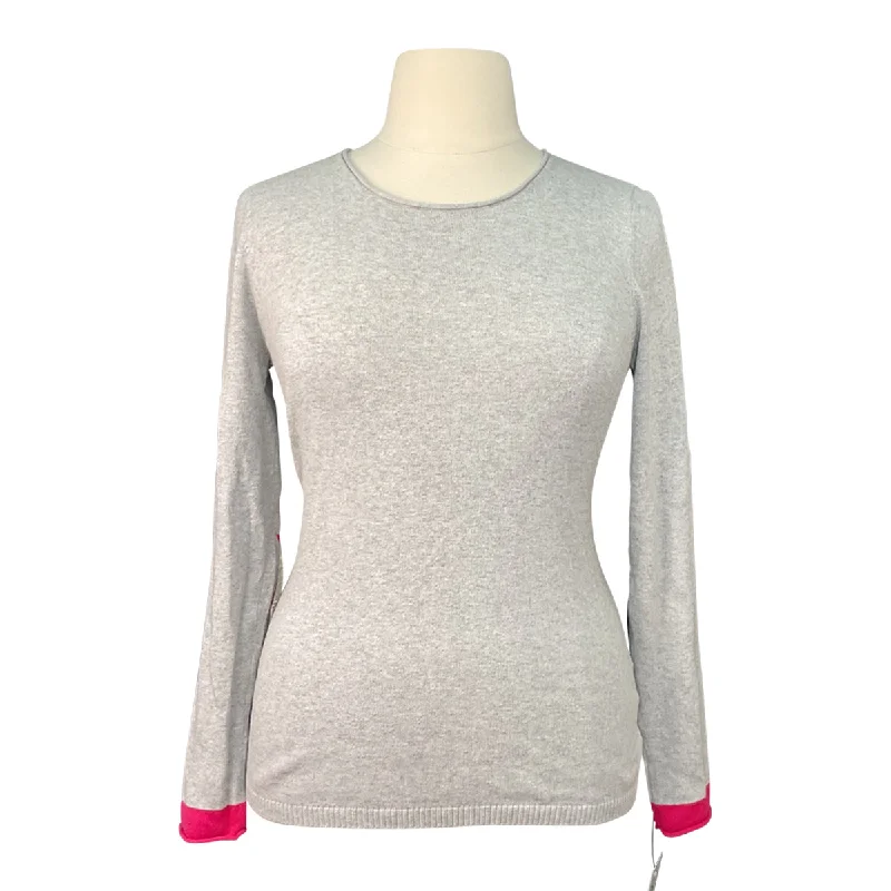 CrewneckcloudTKEQ The 'STARLET' Crewneck Sweater in Light Grey/ Hot Pink - Women's XL