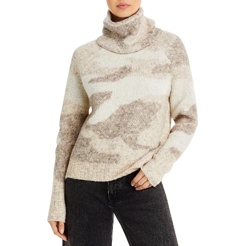 Womens Camo Knit Turtleneck Sweater