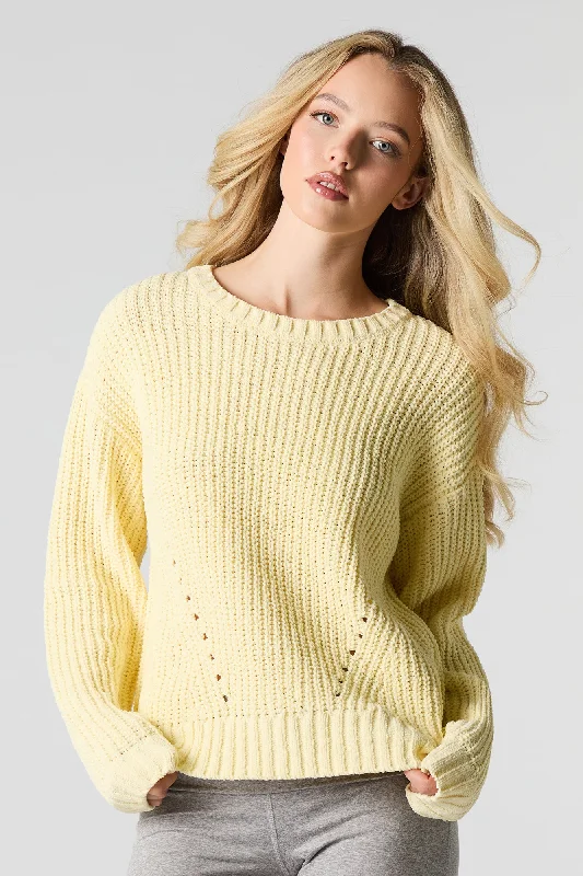 CrewneckplainChunky Knit Crewneck Sweater