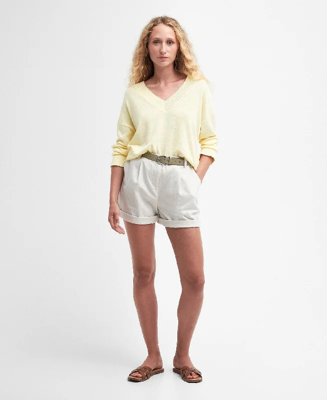 Barbour Women's Annie V-Neck Jumper - Lemon Souffle