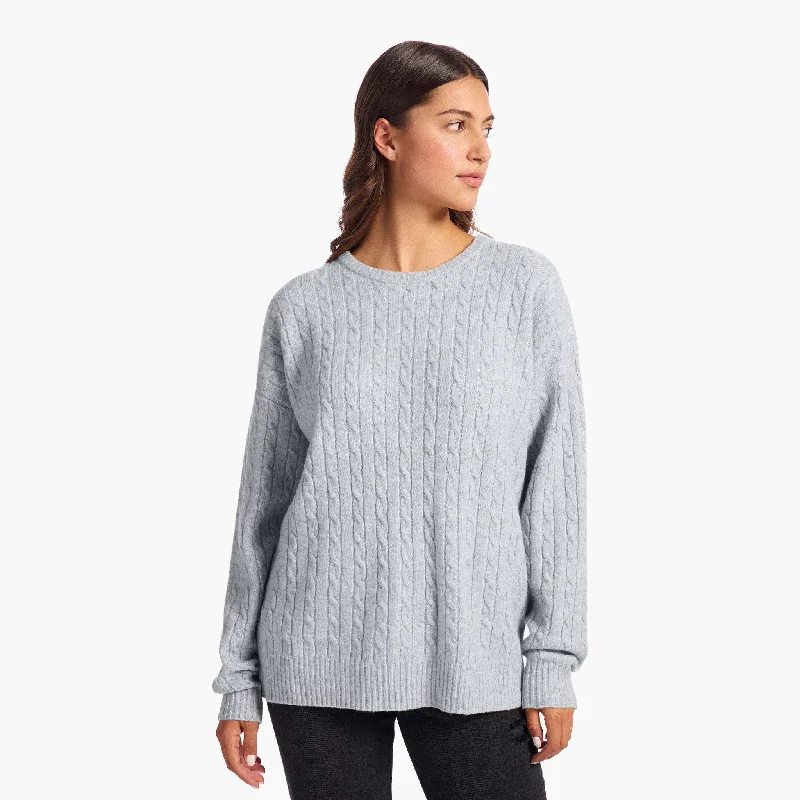 CrewnecksweaterCozy Knit Cable Crewneck Sweater | Heather Grey