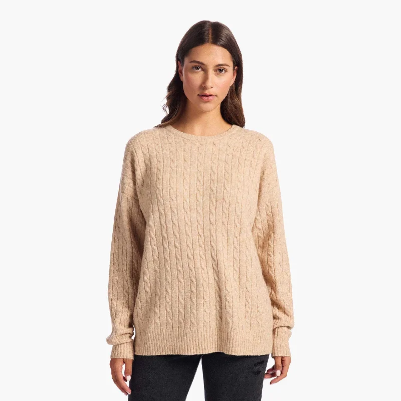 CrewneckshirtCozy Knit Cable Crewneck Sweater | Heather Oat