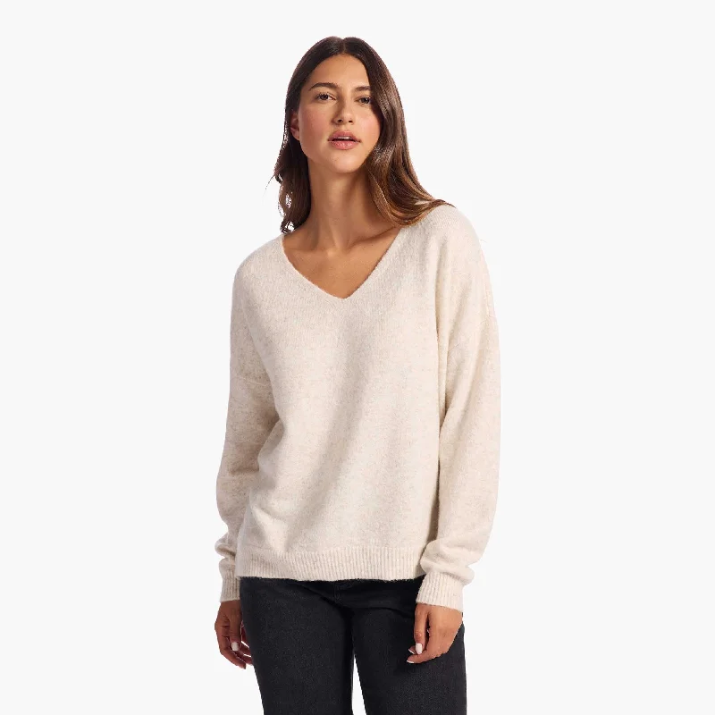 Cozy Knit V-Neck Sweater | Bone