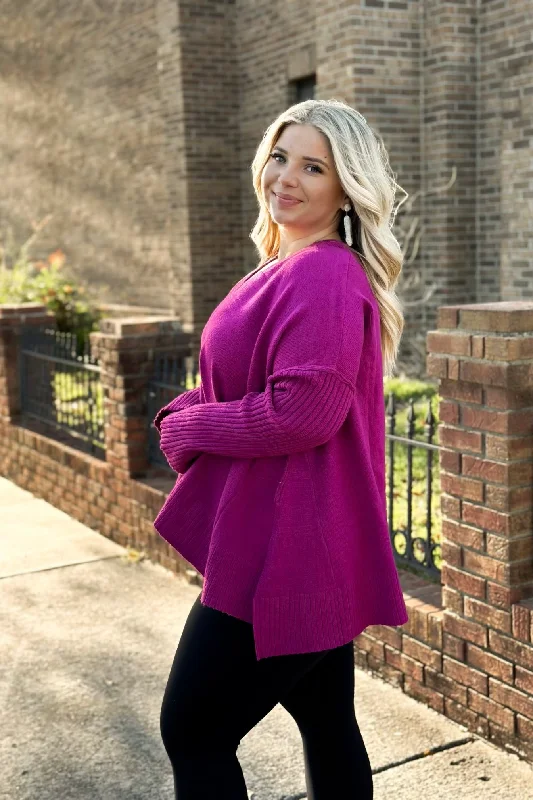 Orchid V-Neck Ribbed Sweater