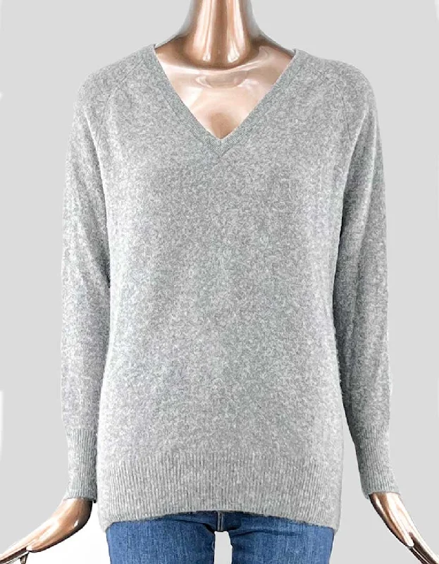 EQUIPMENT Grey Cashmere V-Neck Sweater - X-Small