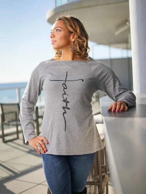 Grey Faith Long Sleeve Tunic Tee