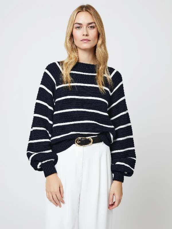 CrewneckdesignLily Mozart Striped Crewneck Sweater