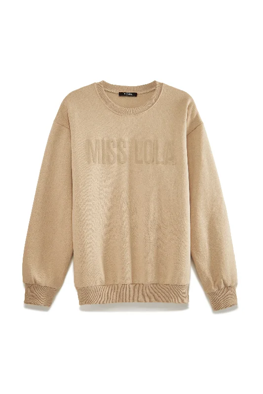 CrewnecklightweightMiss Lola Exclusive Crewneck Sweater - Taupe