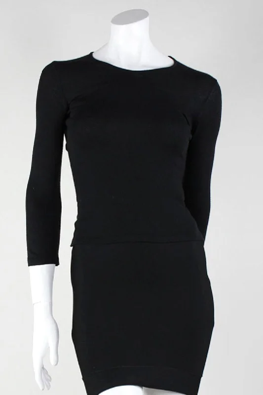 Emporio Armani Black Three Quarter Length High V-Neck Sweater Size 6