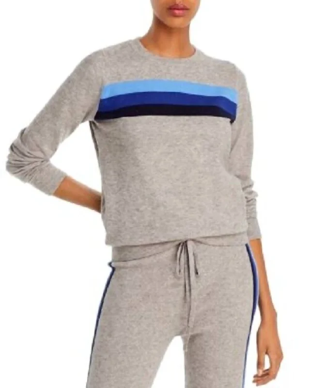 CrewneckappX Madeleine Thompson Striped Crewneck Sweater In Gray